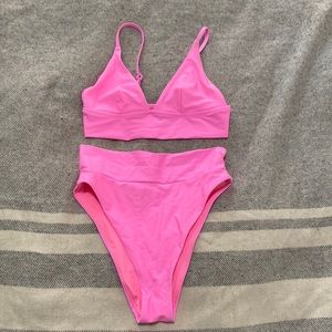 Aerie triangle bikini top & high cut cheeky bottoms, size M